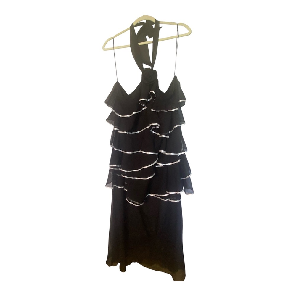 ELLIATT Melissa Halter Maxi Dress Black Tiered Ruffle Rosette Plus Size 3X NEW